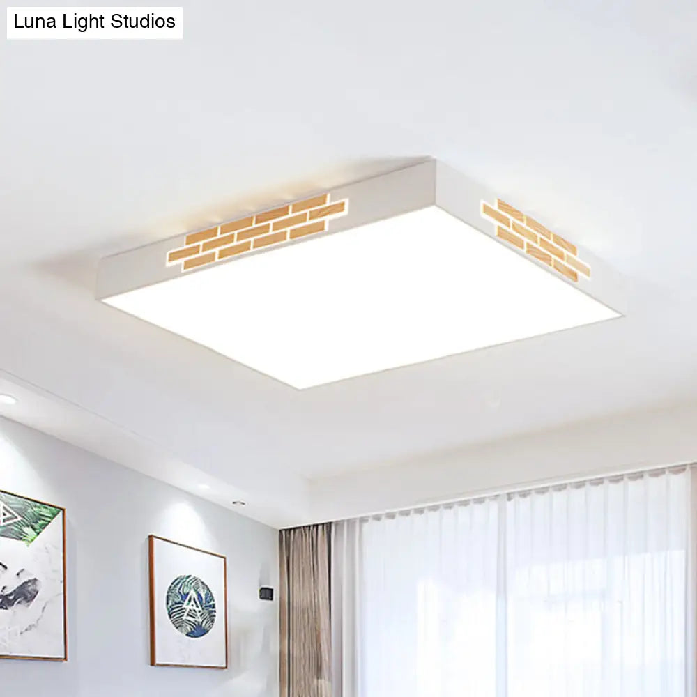 Modern Metallic Flush Mount Led Ceiling Light For Living Room - 23.5’/31.5’ Long White