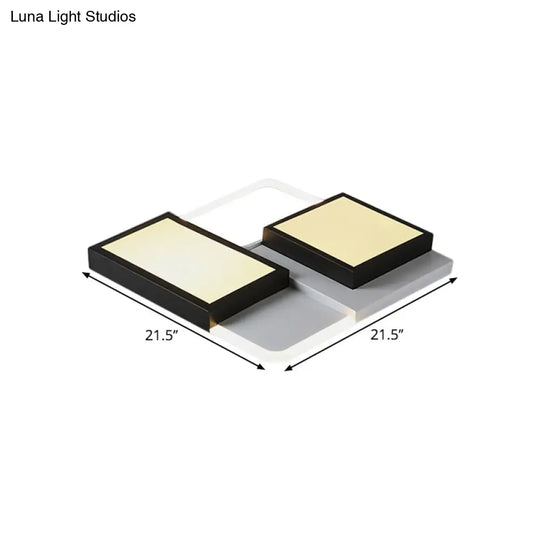 Modern Metallic Flush Mount Led Lamp: Black Close To Ceiling Lighting In Warm/White Light