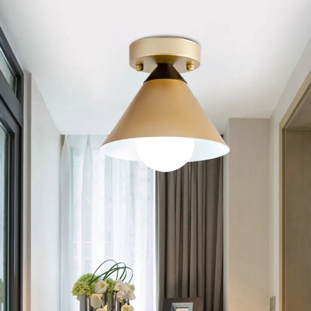 Modern Metallic Flushmount Ceiling Light With Conical Design - 1 - Light Gold Finish