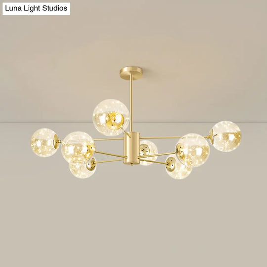 Contemporary Radial Led Pendant Chandelier With Clear Globe Glass Shade - Metallic Gold Finish 8 /