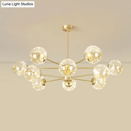 Modern Metallic Globe Led Chandelier Light In Gold