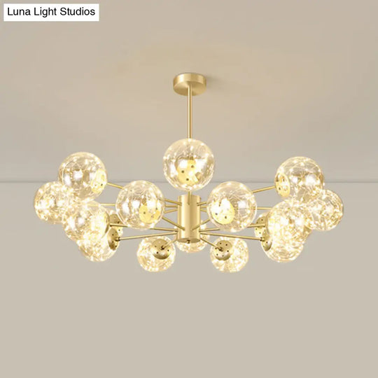 Modern Metallic Globe Led Chandelier Light In Gold