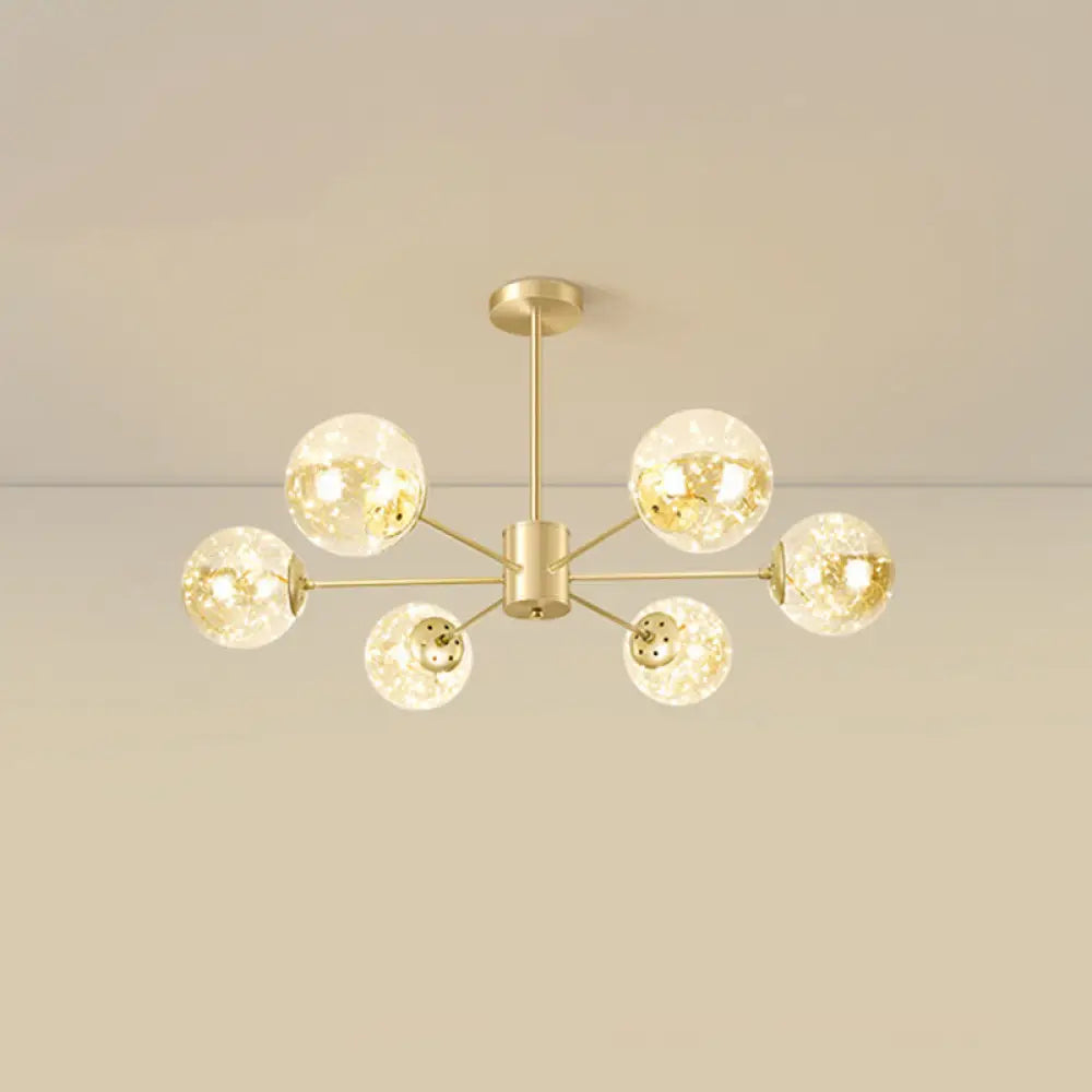 Modern Metallic Globe Led Chandelier Light In Gold 6 / Warm