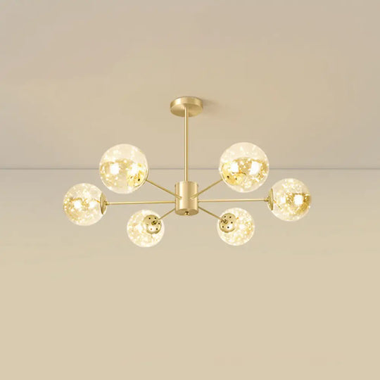 Modern Metallic Globe Led Chandelier Light In Gold 6 / Warm