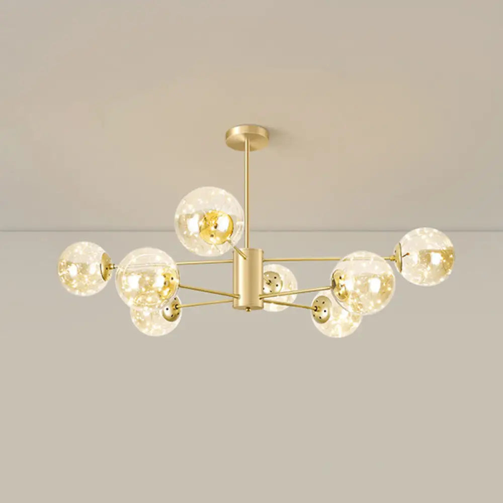 Modern Metallic Globe Led Chandelier Light In Gold 8 / Natural