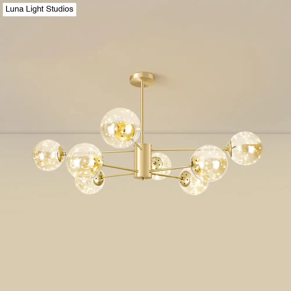 Modern Metallic Globe Led Chandelier Light In Gold