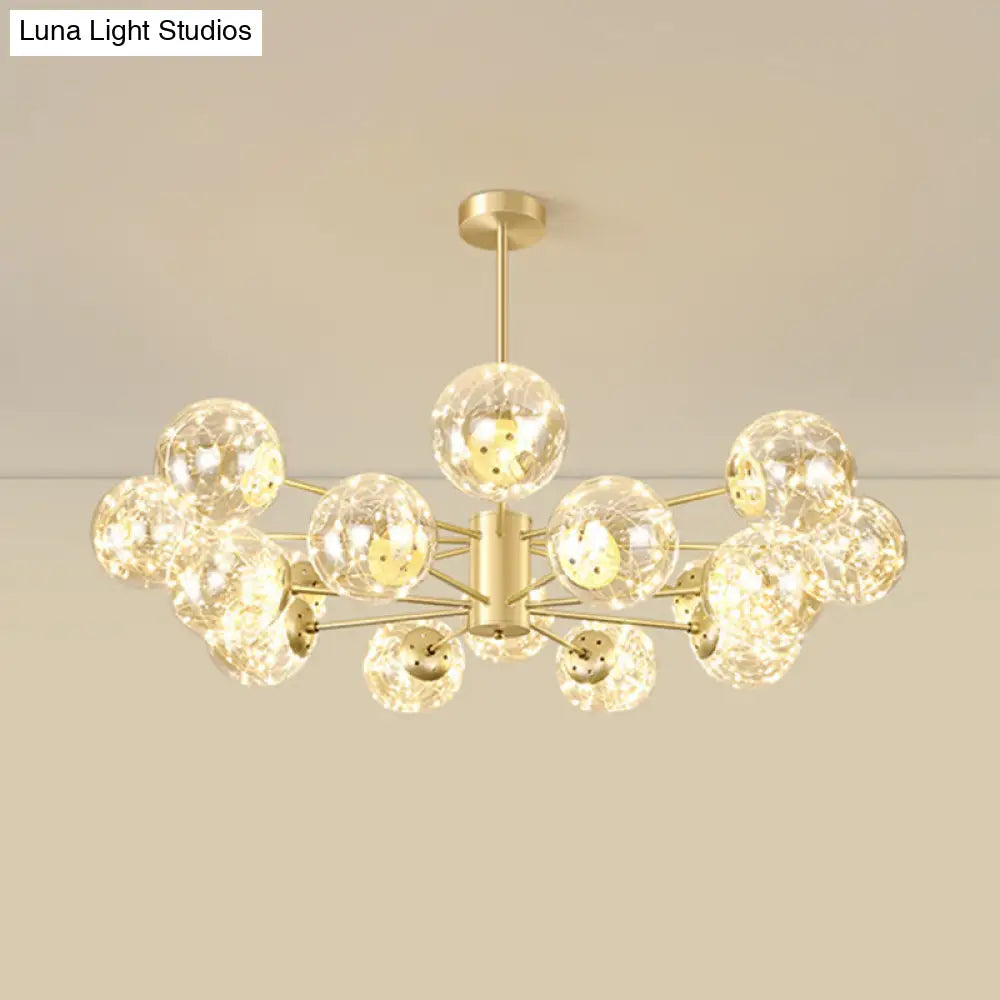 Modern Metallic Globe Led Chandelier Light In Gold