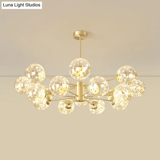 Modern Metallic Globe Led Chandelier Light In Gold