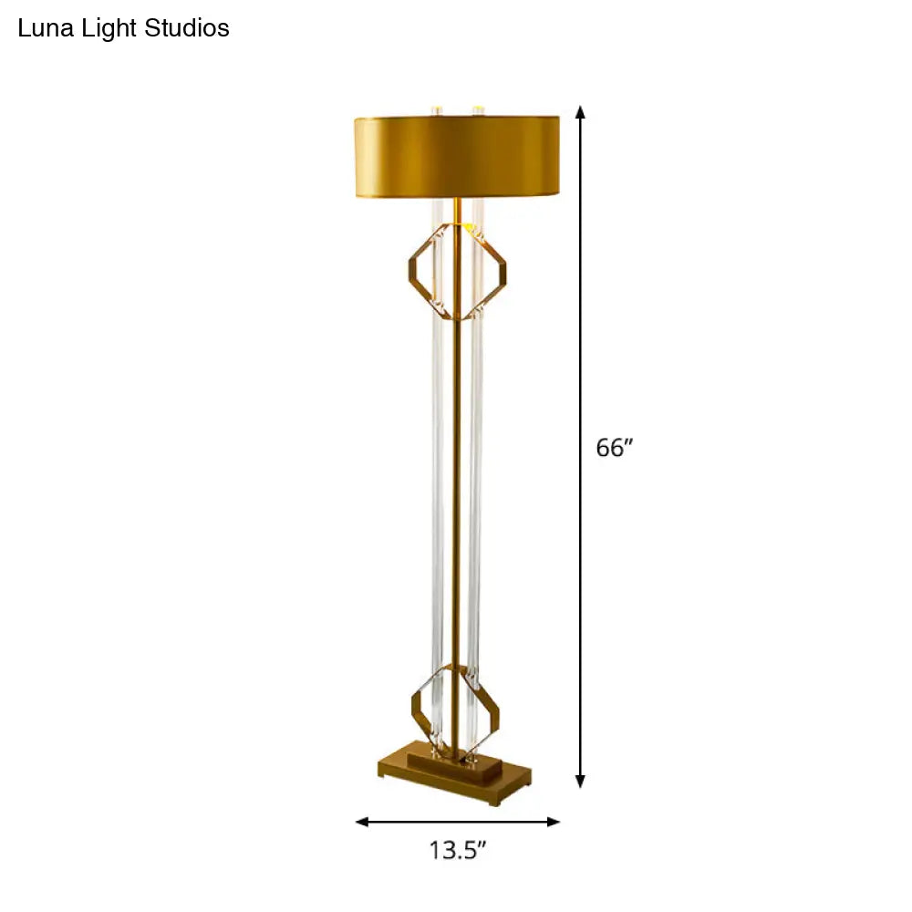 Modern Metallic Gold Floor Lamp With Clear Crystal Rod