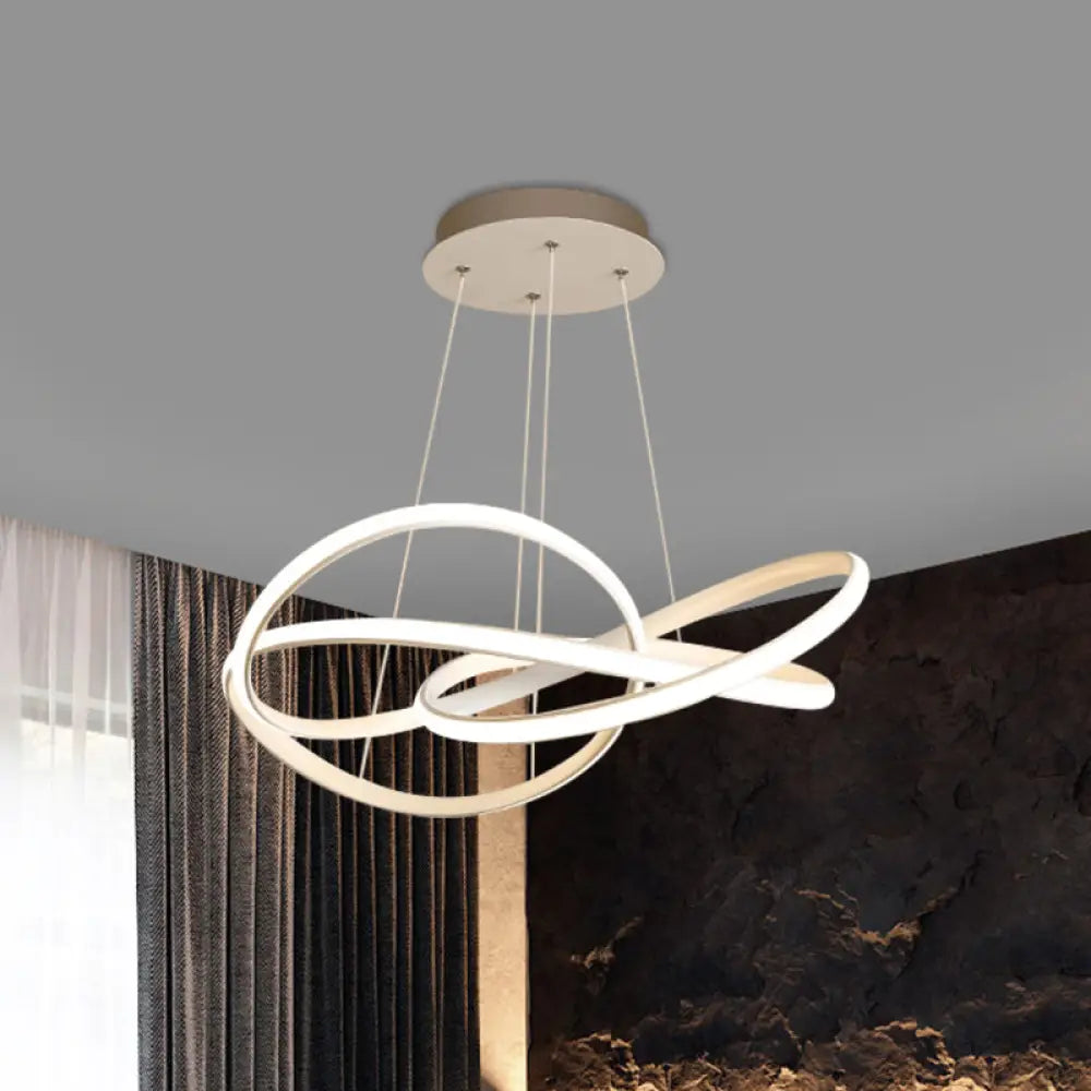 Modern Metallic Hanging Lamp: Led White Chandelier Lighting With Warm/White Light / Warm