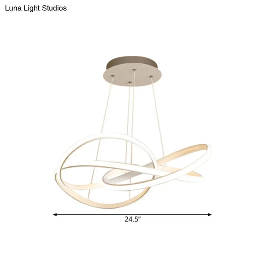 Modern Metallic Hanging Lamp: Led White Chandelier Lighting With Warm/White Light