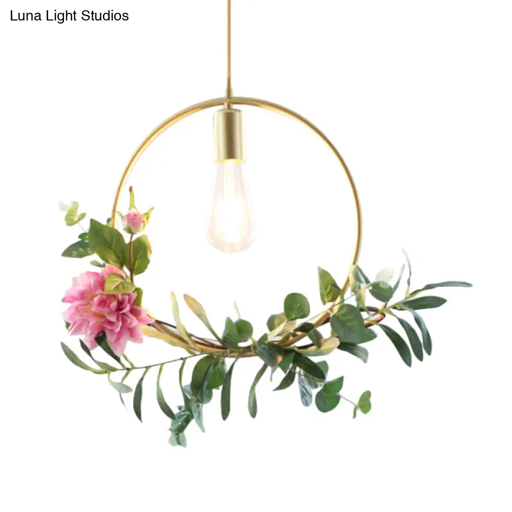 Modern Metallic Hanging Pendant: 1-Light Champagne Loft Style With Unique Triangle/Round/Square