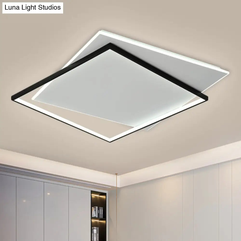 Modern Metallic Led Ceiling Light - Black Overlapping Flush Mount 18/21.5 Wide.