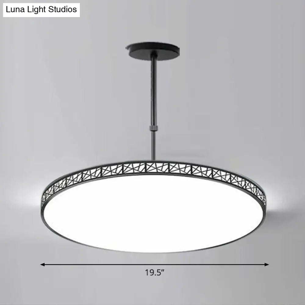 Modern Metallic Hollow-Carved Led Chandelier For Conference Room Lighting Black / 19.5 White