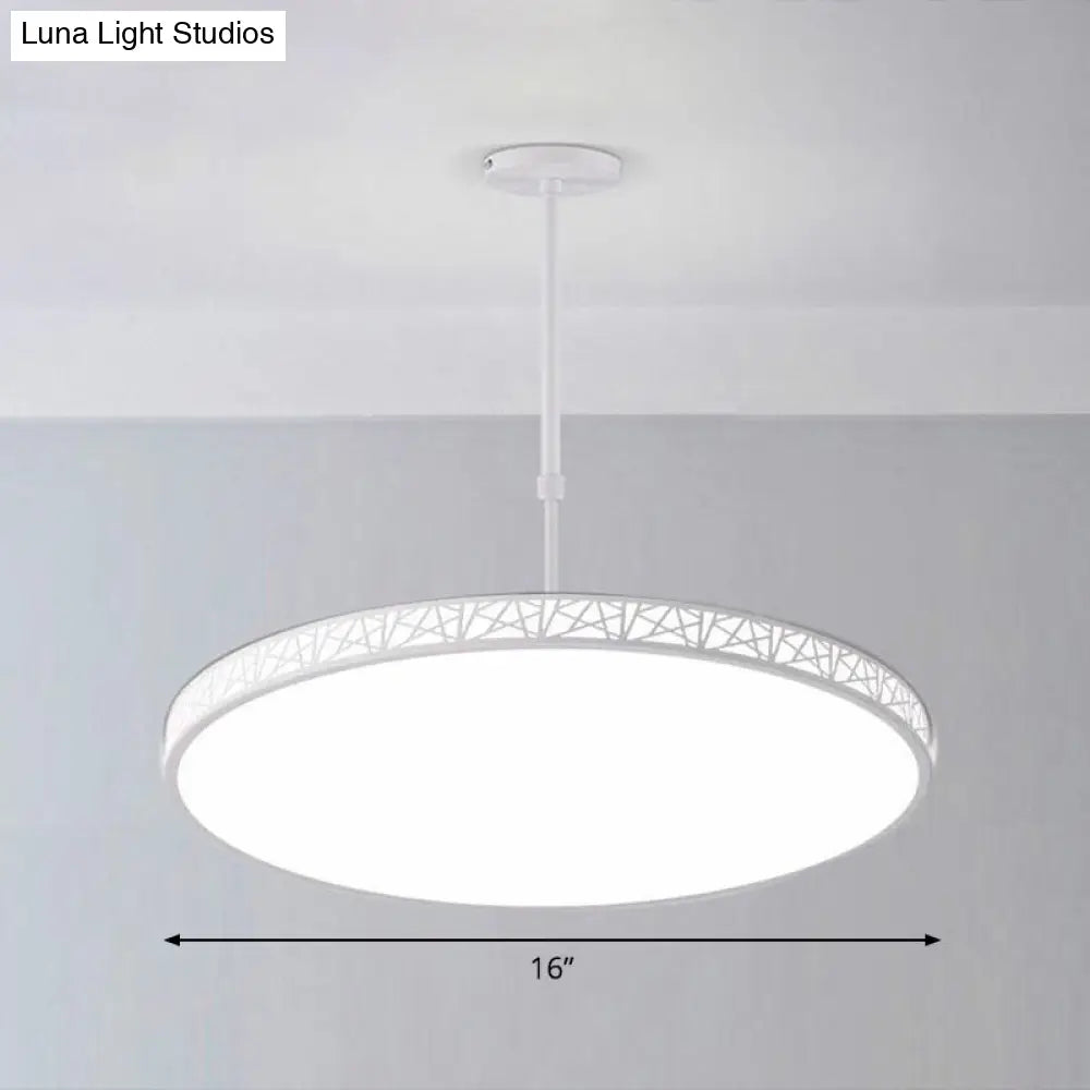 Modern Metallic Hollow-Carved Led Chandelier For Conference Room Lighting White / 16