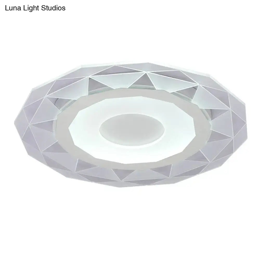 Modern Metallic Led Flush Ceiling Light - Circular Living Room Fixture In Clear