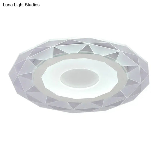 Modern Metallic Led Flush Ceiling Light - Circular Living Room Fixture In Clear