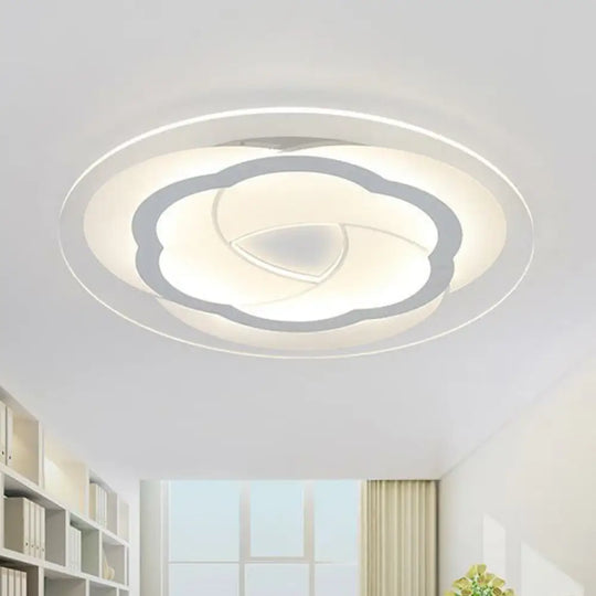 Modern Metallic Led Flush Ceiling Light Fixture With Clear Floral Design - Ideal For Living Room /