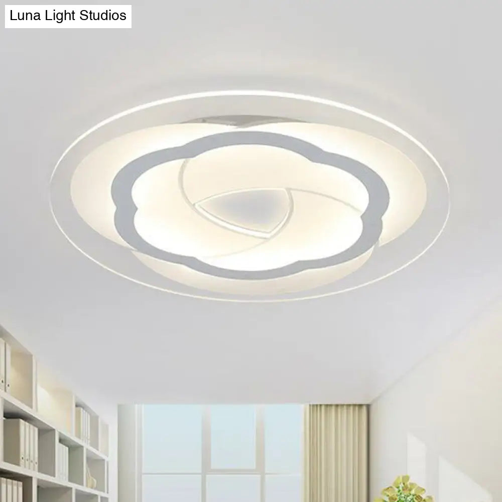 Modern Metallic Led Flush Ceiling Light Fixture With Clear Floral Design - Ideal For Living Room /