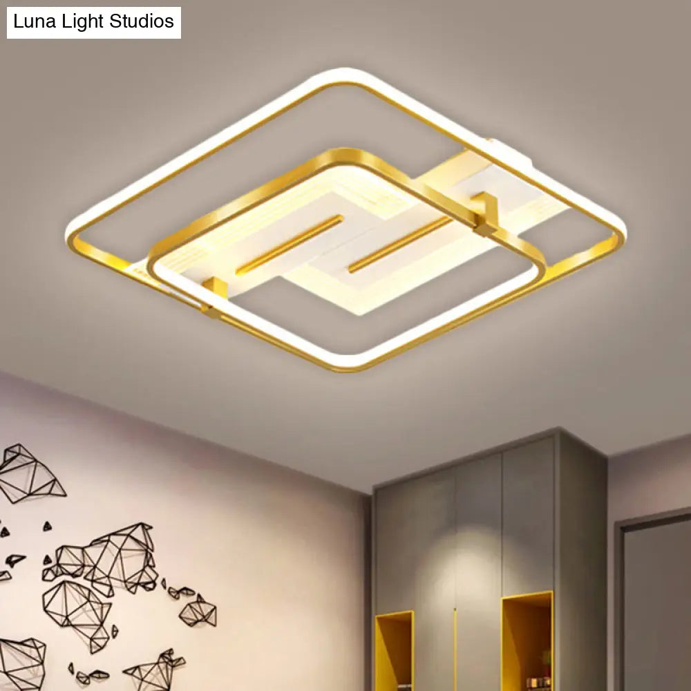 Modern Metallic Led Gold Flush Mount Lamp Warm/White Light 18/21.5 Wide