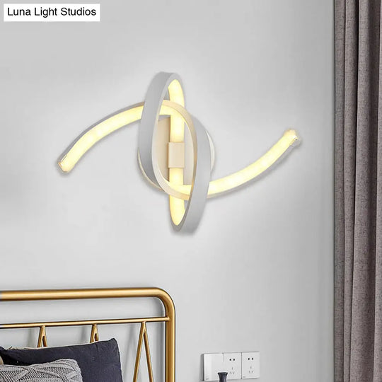 Modern Metallic Led Knotted Linear Wall Sconce Light - White Mounted Lighting