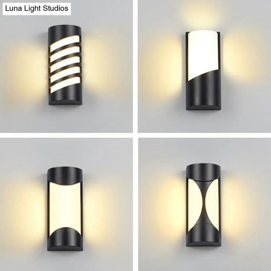 Modern Metallic Led Outdoor Wall Sconce In Black