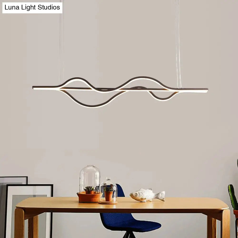 Modern Metallic Led Pendant Light For Dining Room And Island In Coffee