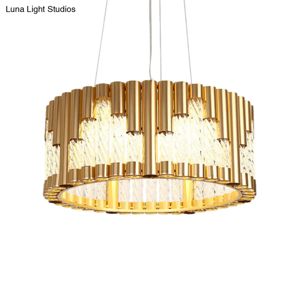 Gold Tubular Led Pendant Chandelier For Traditional Living Room