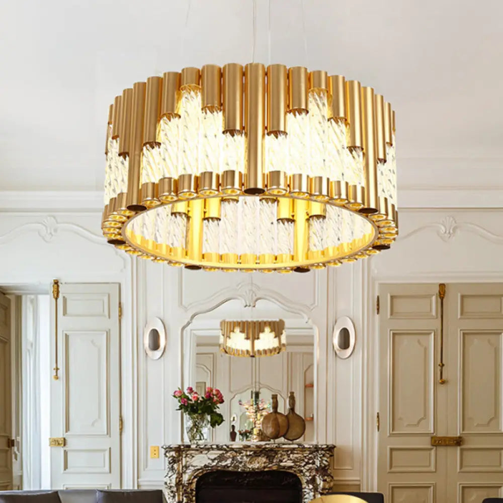 Modern Metallic Led Pendant Light - Stunning Gold Chandelier For Living Room