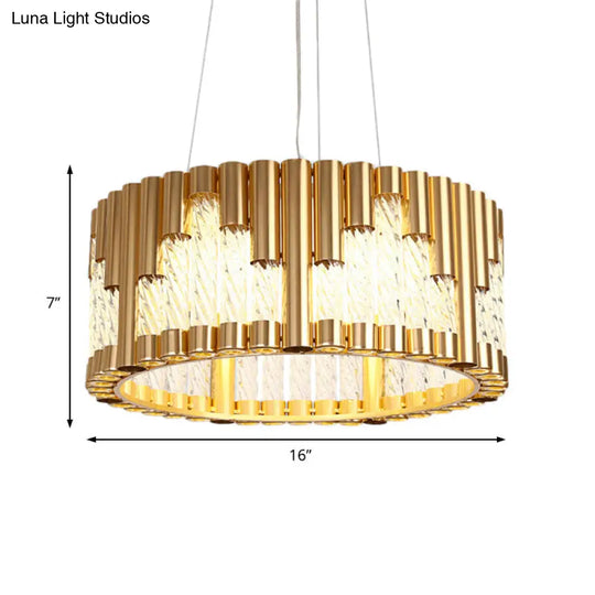 Gold Tubular Led Pendant Chandelier For Traditional Living Room