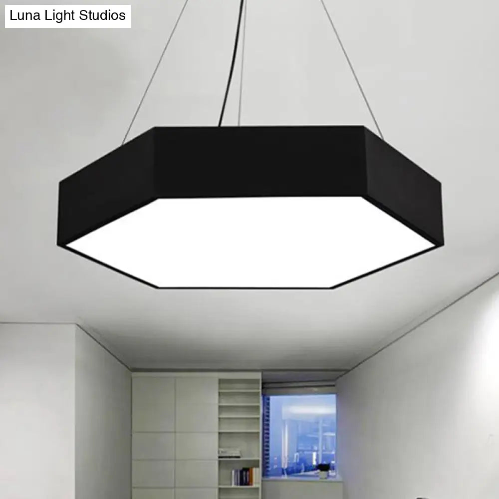 Modern Metallic Led Pendant Light With Honeycomb Design Black/White Acrylic Diffuser -