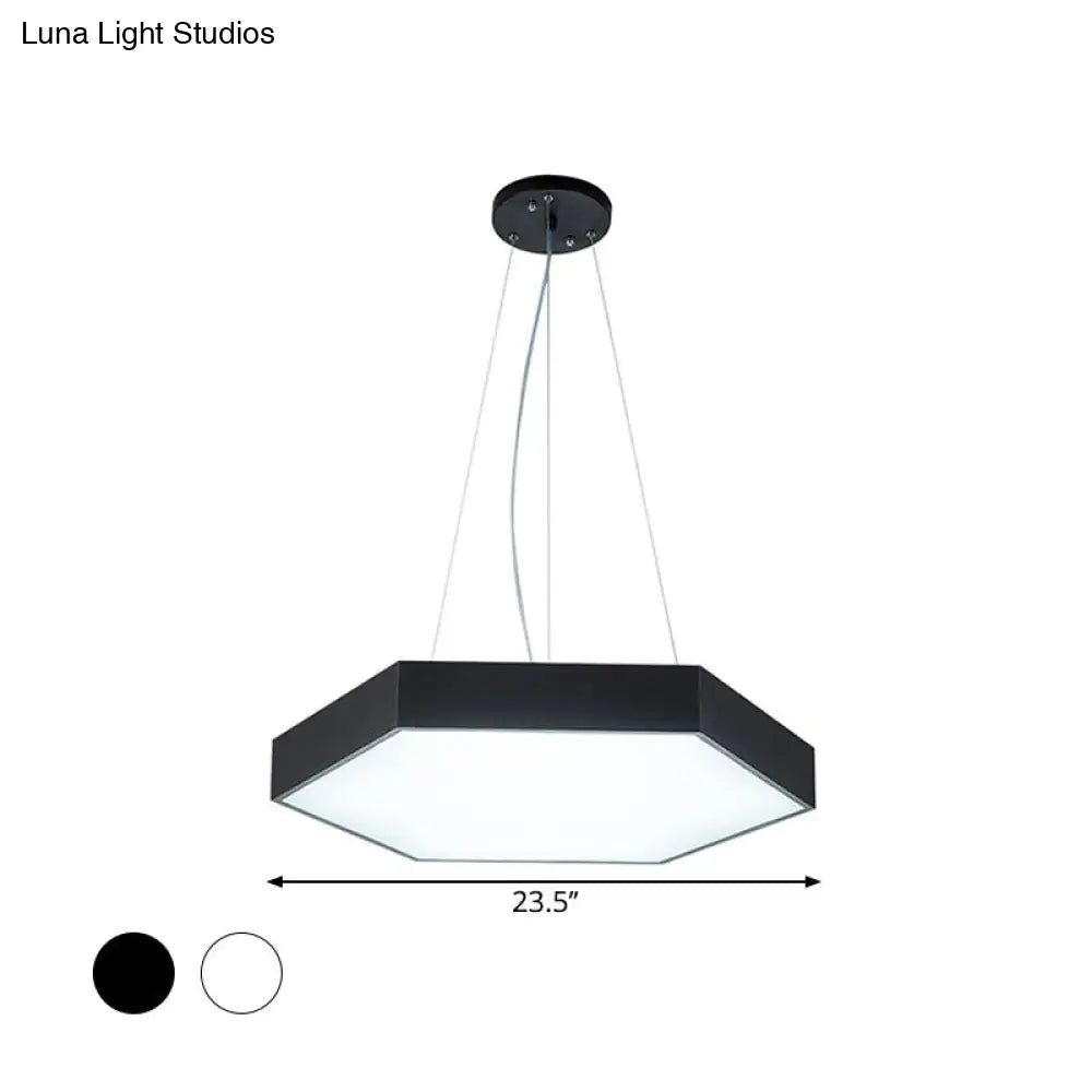 Metallic Honeycomb Led Pendant Light - Black/White Hanging Lamp Kit With Acrylic Diffuser