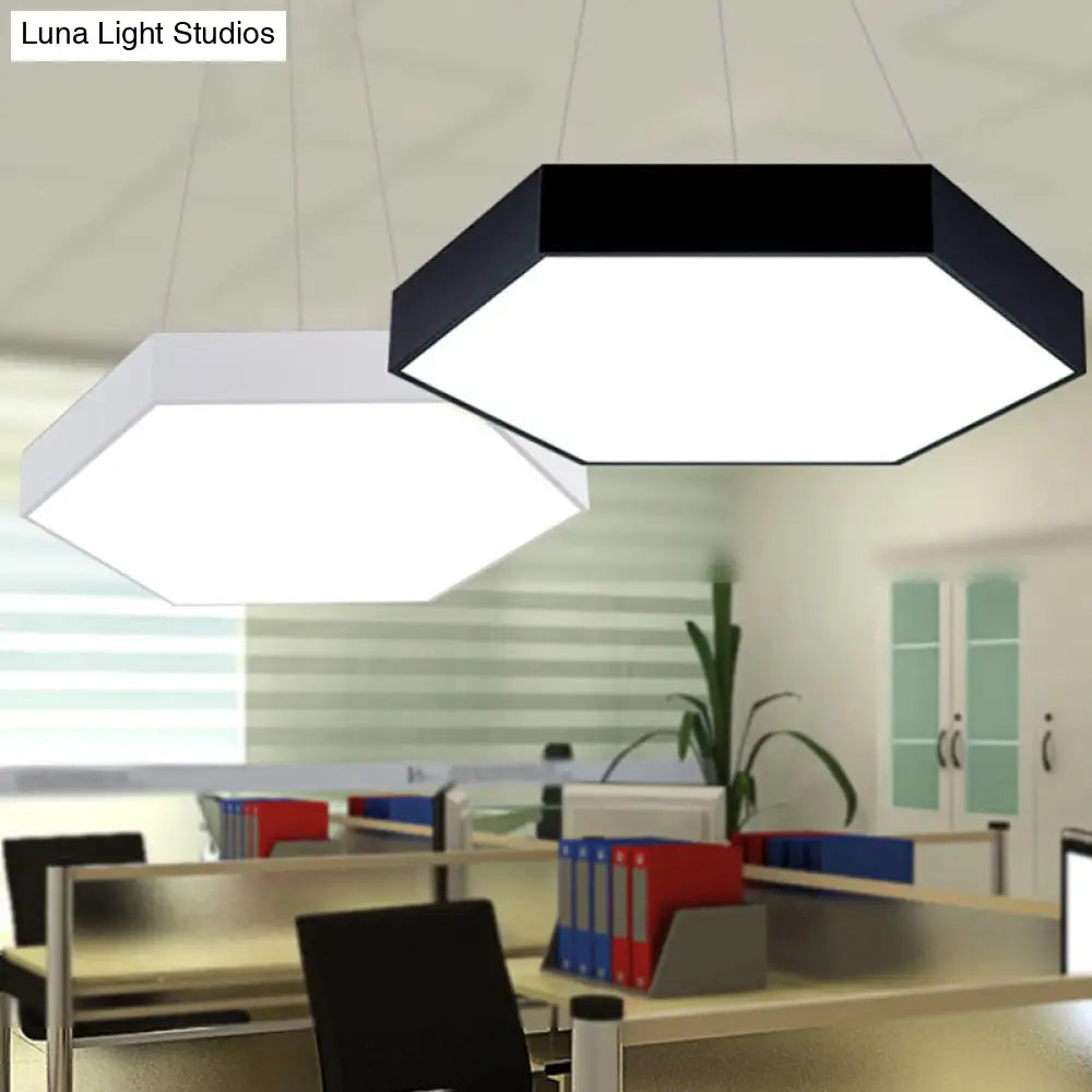 Metallic Honeycomb Led Pendant Light - Black/White Hanging Lamp Kit With Acrylic Diffuser