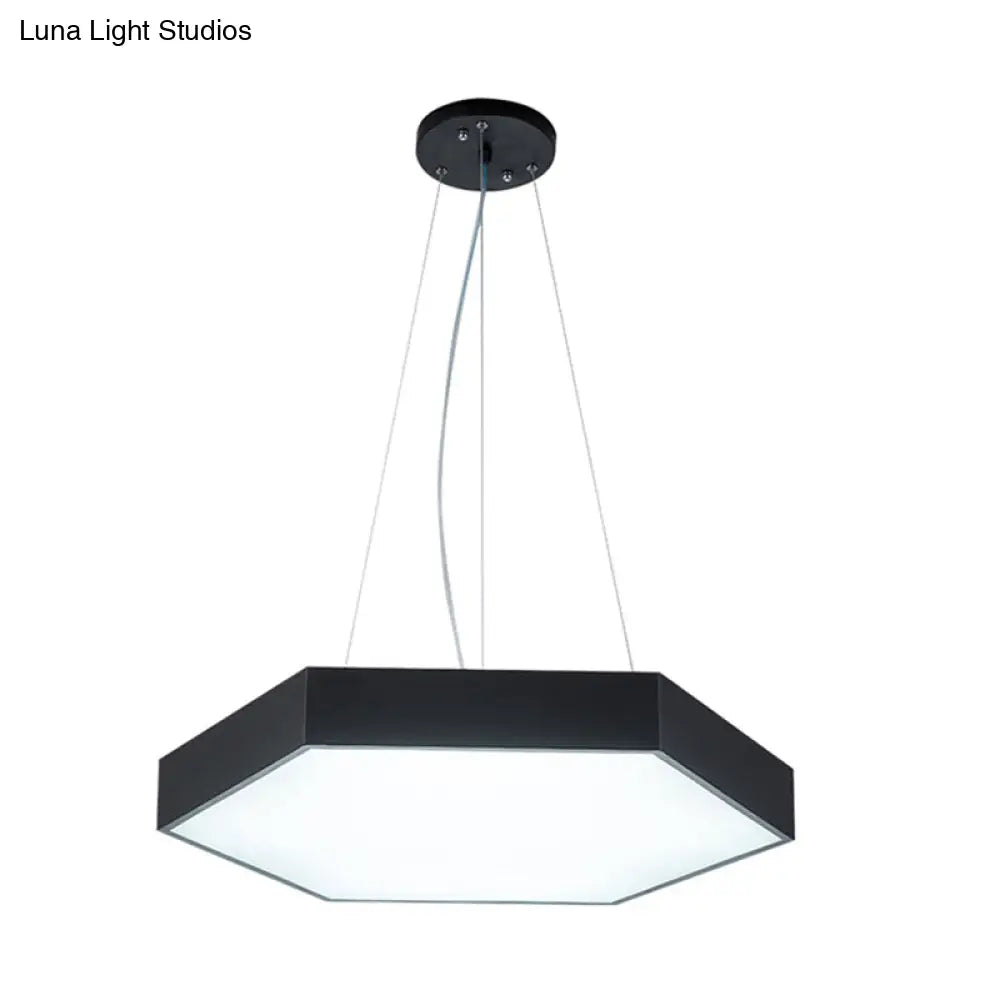 Modern Metallic Led Pendant Light With Honeycomb Design Black/White Acrylic Diffuser -