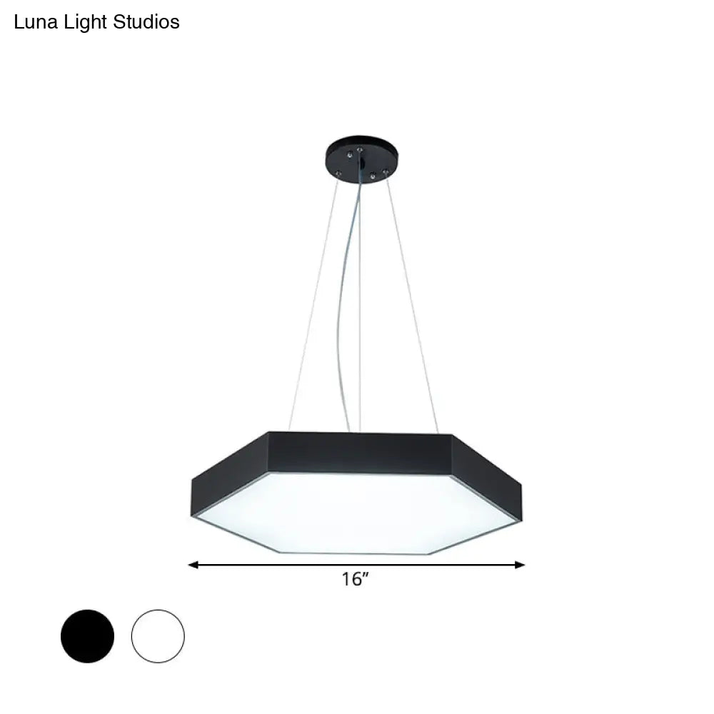 Metallic Honeycomb Led Pendant Light - Black/White Hanging Lamp Kit With Acrylic Diffuser