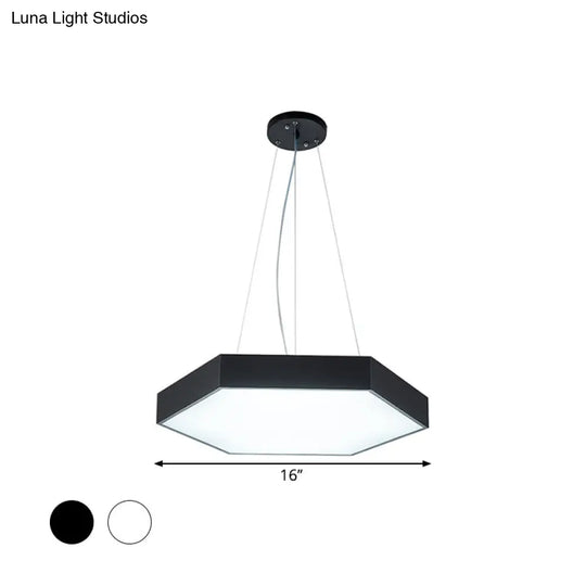 Metallic Honeycomb Led Pendant Light - Black/White Hanging Lamp Kit With Acrylic Diffuser