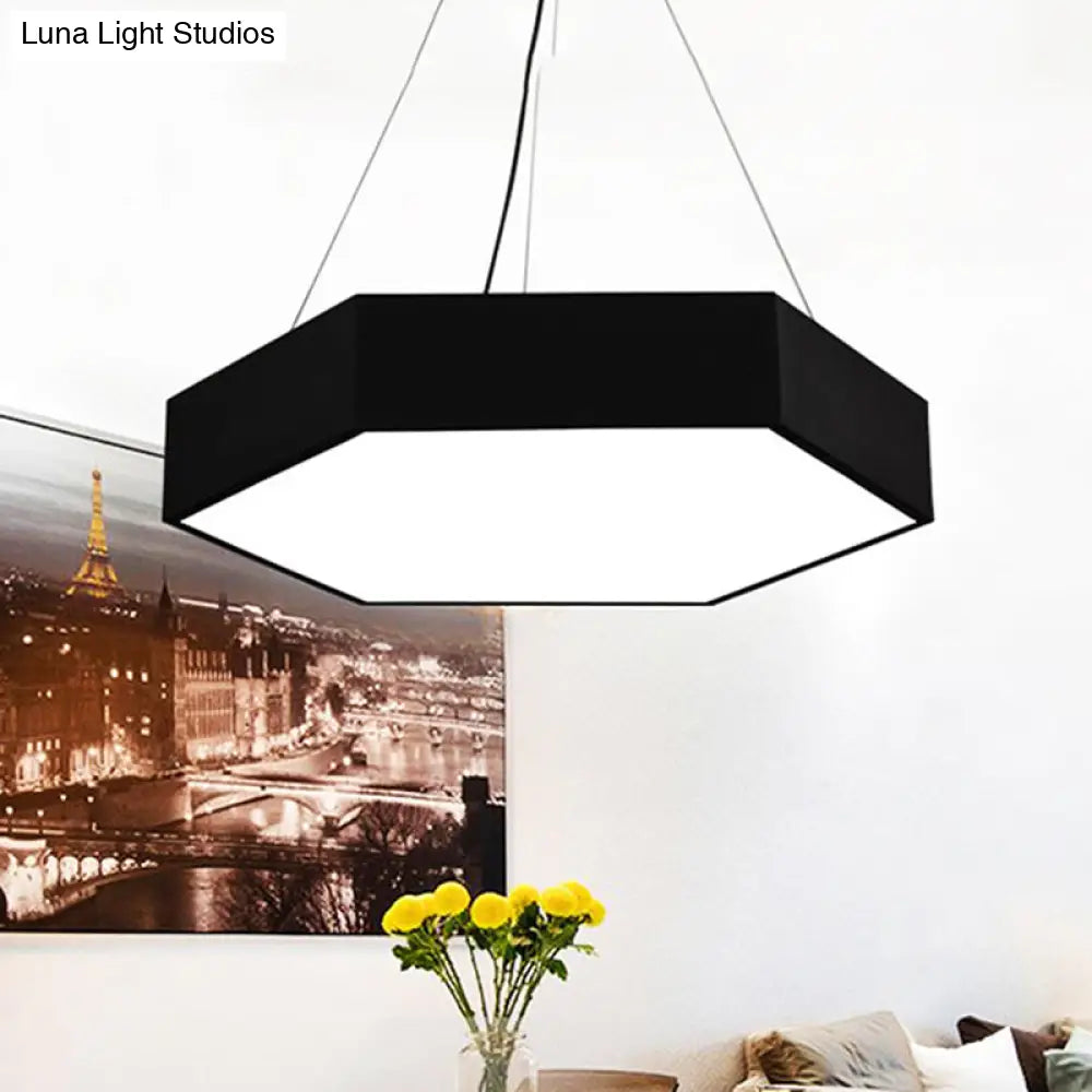 Metallic Honeycomb Led Pendant Light - Black/White Hanging Lamp Kit With Acrylic Diffuser Black / 16