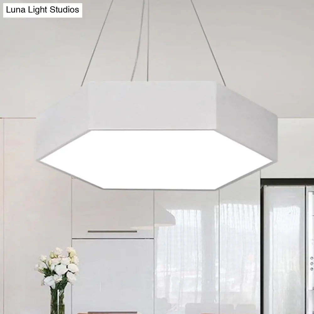 Metallic Honeycomb Led Pendant Light - Black/White Hanging Lamp Kit With Acrylic Diffuser White / 16