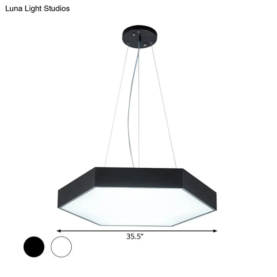 Modern Metallic Led Pendant Light With Honeycomb Design Black/White Acrylic Diffuser -