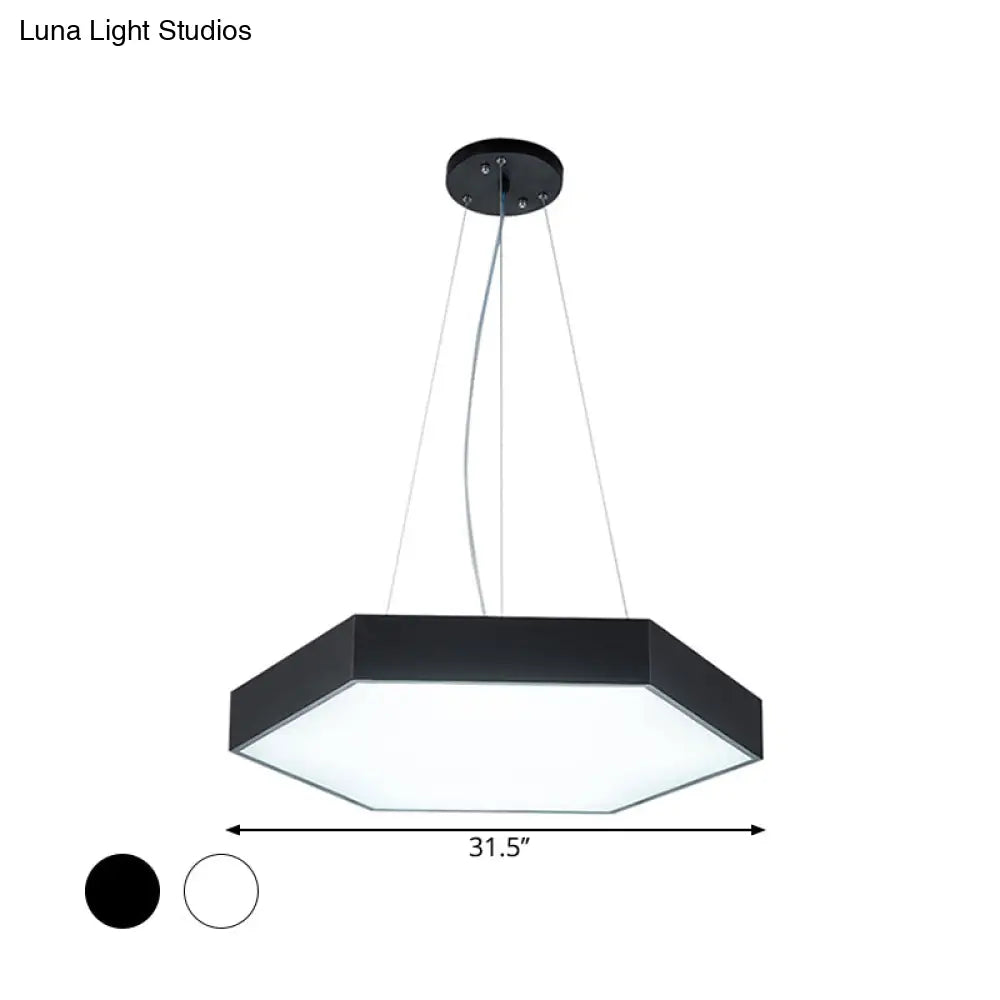 Modern Metallic Led Pendant Light With Honeycomb Design Black/White Acrylic Diffuser -