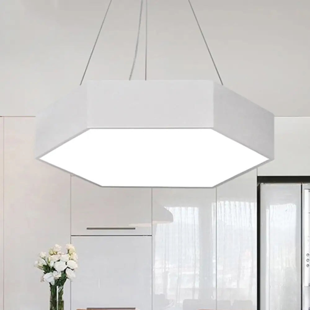 Modern Metallic Led Pendant Light With Honeycomb Design Black/White Acrylic Diffuser -