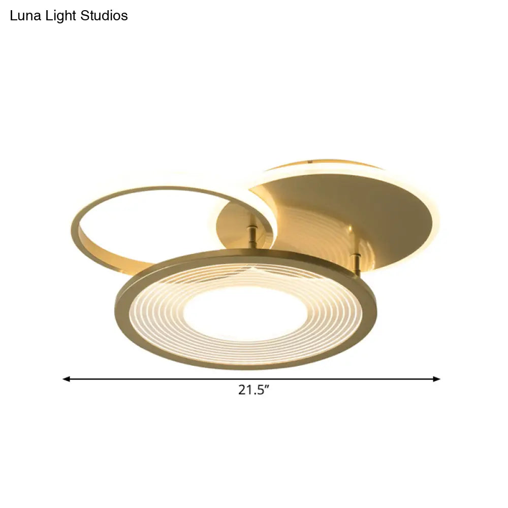 Modern Metallic Led Semi Flush Light Fixture - Gold 18’/21.5’ Width