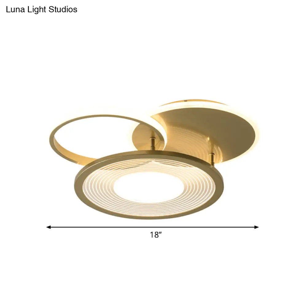 Modern Metallic Led Semi Flush Light Fixture - Gold 18’/21.5’ Width