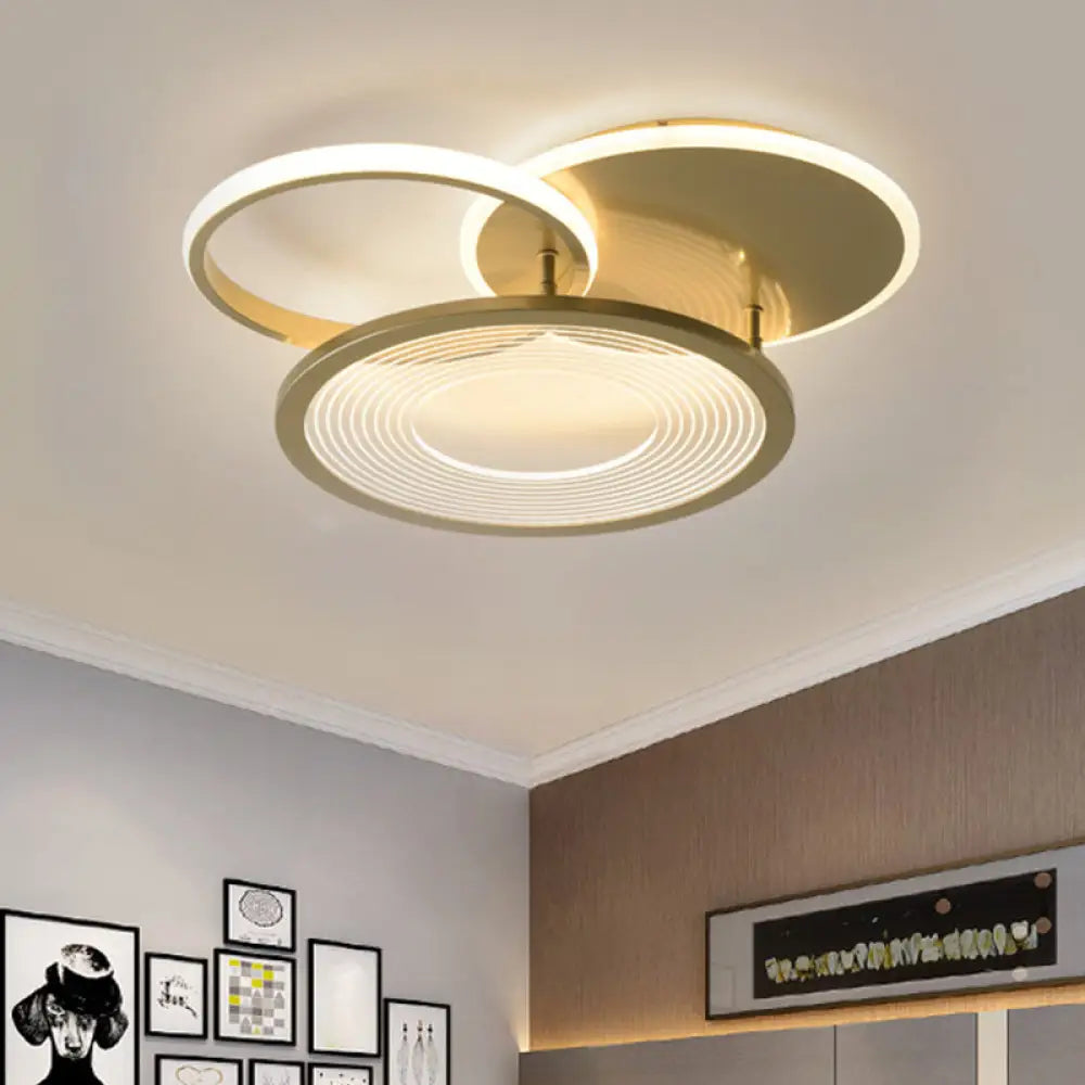 Modern Metallic Led Semi Flush Light Fixture - Gold 18’/21.5’ Width / 18’