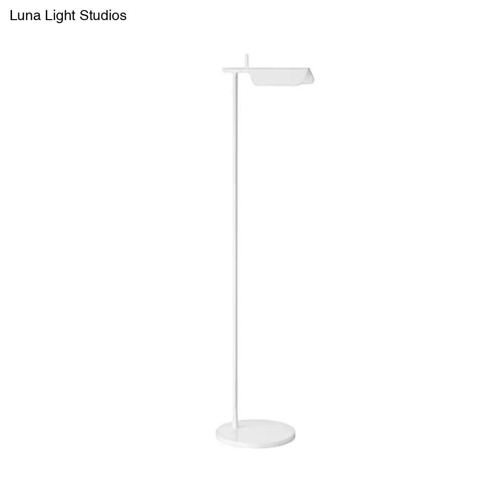 Modern Metallic Led Standing Floor Lamp In White/Black - Perfect For Minimalist Bedroom Lighting