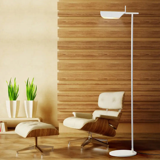 Modern Metallic Led Standing Floor Lamp In White/Black - Perfect For Minimalist Bedroom Lighting