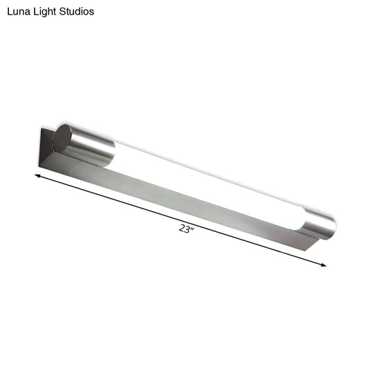 Modern Metallic Led Vanity Light - Tube Shape 19.5/23 W Silver Warm/White