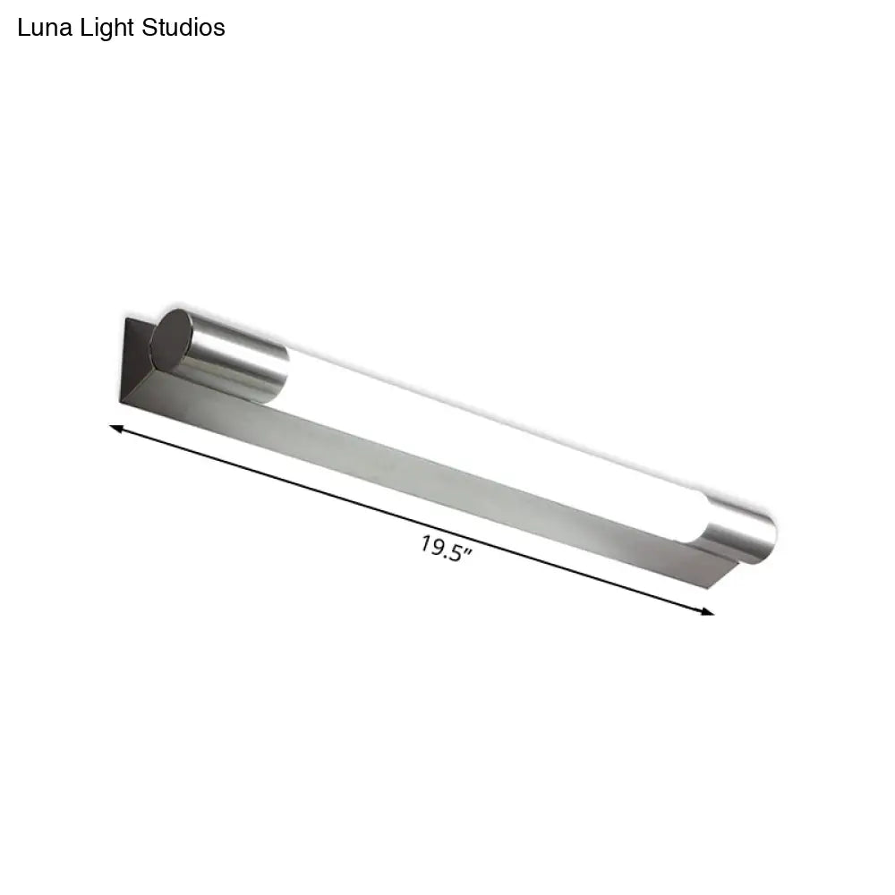 Modern Metallic Led Vanity Light - Tube Shape 19.5/23 W Silver Warm/White