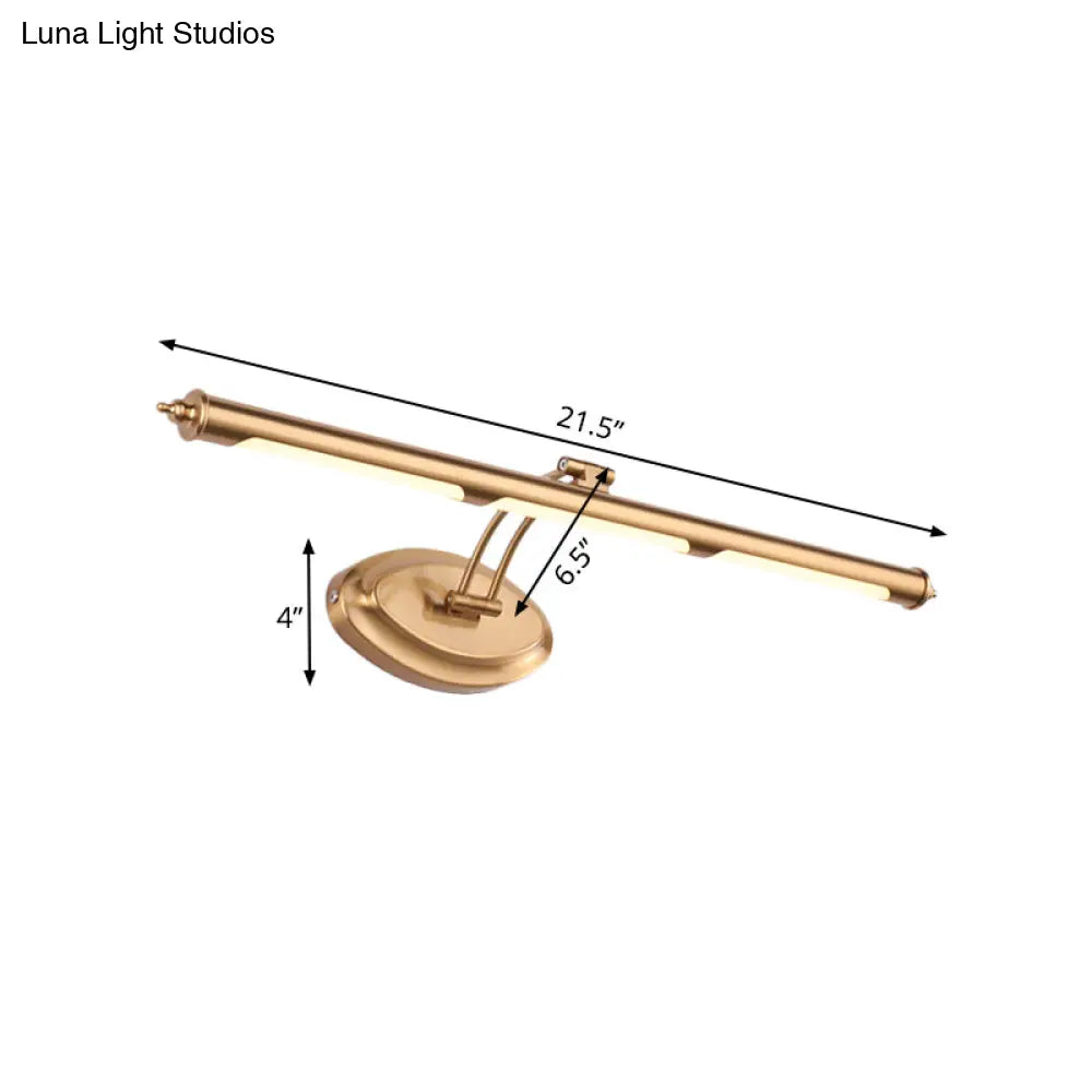 Modern Metallic Led Vanity Mirror Light For Bathroom - Gold Sconce Fixture (18/21.5/29.5)