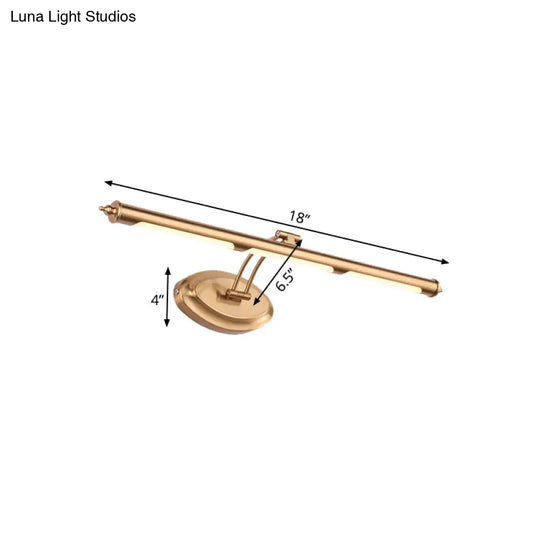 Modern Metallic Led Vanity Mirror Light For Bathroom - Gold Sconce Fixture (18/21.5/29.5)